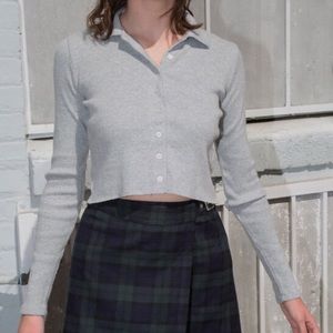 BRANDY MELVILLE: LONG SLEEVE GREY CAROLINE TOP